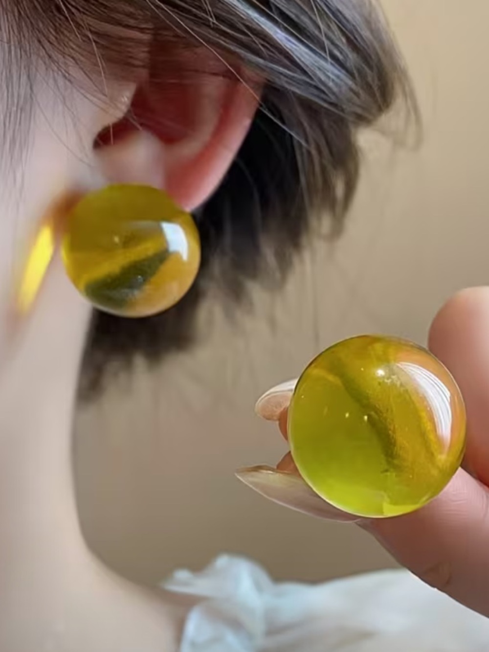 Minimalist Dopamine Candy Stud Earrings, YELLOW